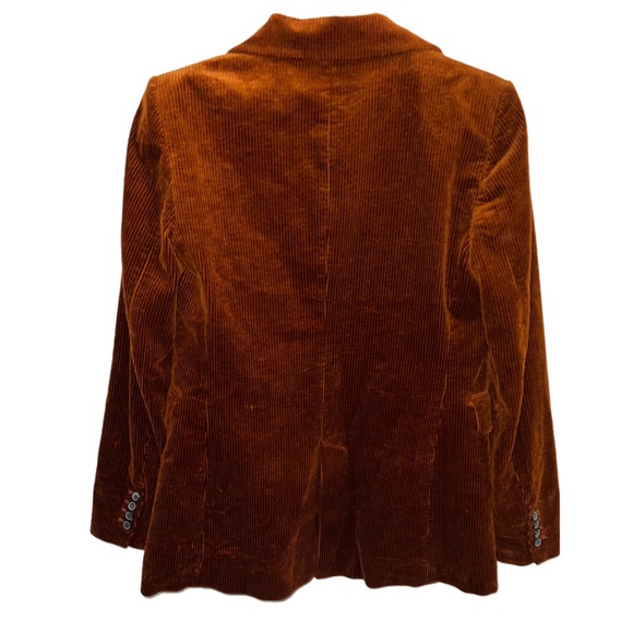 ZARA Women's Rust Brown Corduroy Fall Blazer Jackets Small Single Button - Picture 3 of 3